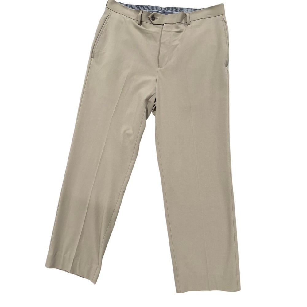 Michael Kors Dress Pants Mens 34x32 Tan Stretch Flat Front Trousers Khaki